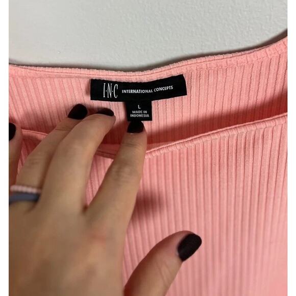 INC International Concepts Ribbed Pink Tank Top Size Large Square Neck Women’s - Picture 3 of 3